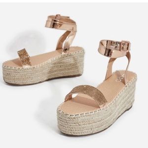 Ego Platform Espadrilles rose gold studded
